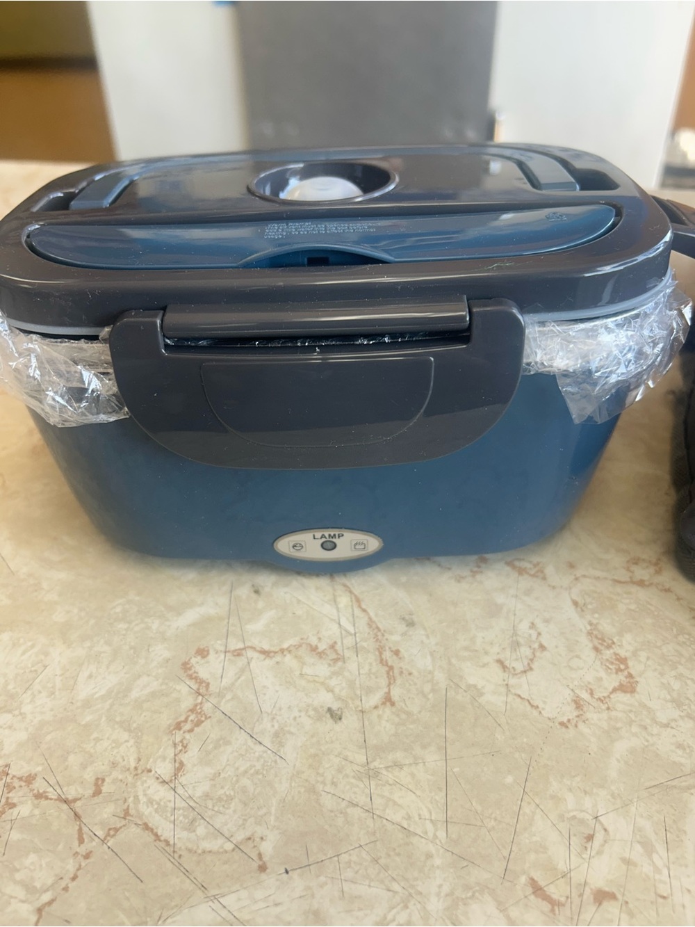 Source Unknown Navy Blue Electric Lunch Cooker with Locking Handle